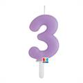 CANDELINA TINY PLUMP LILLA 7CM NUMERO 3 (76433)