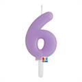 CANDELINA TINY PLUMP LILLA 7CM NUMERO 6 (76436)