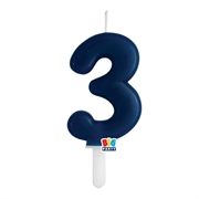 CANDELINA TINY PLUMP BLU NAVY 7CM NUMERO 3 (76483)