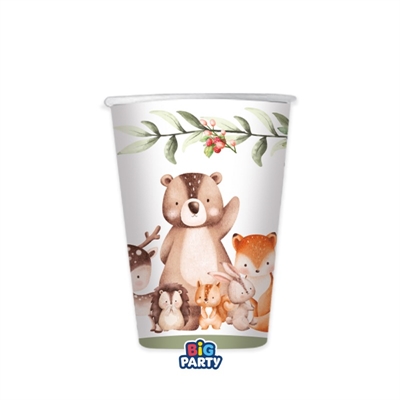 BICCHIERI IN CARTONCINO ANIMALI DEL BOSCO 250ML 6PZ (76551)
