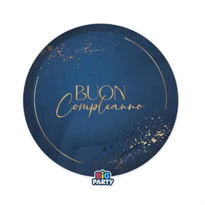 PIATTI IN CARTONCINO BUON COMPLEANNO NAVY 18CM 6PZ (76603)