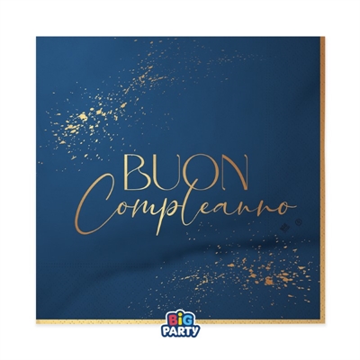 TOVAGLIOLI BUON COMPLEANNO NAVY 33X33CM 16PZ (76605)