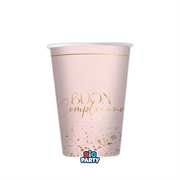 BICCHIERI IN CARTONCINO BUON COMPLEANNO ROSA 250ML 6PZ (76608)
