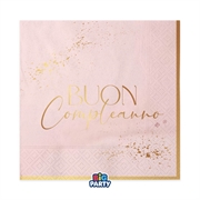 TOVAGLIOLI BUON COMPLEANNO ROSA 33X33CM 16PZ (76609)