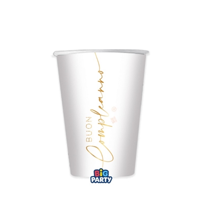 BICCHIERI IN CARTONCINO BUON COMPLEANNO GOLD 250ML 6PZ (76612)
