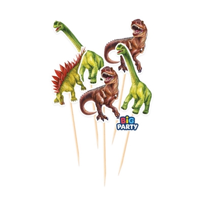 MINI CAKE TOPPER SAGOMATI A TEMA DINOSAURI 5PZ (76792)
