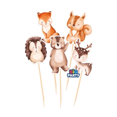 MINI CAKE TOPPER SAGOMATI A TEMA ANIMALI DEL BOSCO 5PZ (76794)