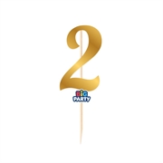 MINI CAKE TOPPER IN CARTA ORO METAL NUMERO 2 (76815)