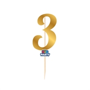 MINI CAKE TOPPER IN CARTA ORO METAL NUMERO 3 (76816)