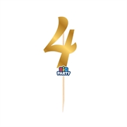 MINI CAKE TOPPER IN CARTA ORO METAL NUMERO 4 (76817)