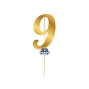 MINI CAKE TOPPER IN CARTA ORO METAL NUMERO 9 (76822)