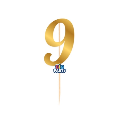 MINI CAKE TOPPER IN CARTA ORO METAL NUMERO 9 (76822)
