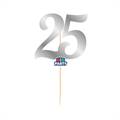 MINI CAKE TOPPER IN CARTA SILVER METAL NUMERO 25 (76824)
