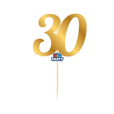 MINI CAKE TOPPER IN CARTA ORO METAL NUMERO 30 (76825)