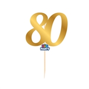 MINI CAKE TOPPER IN CARTA ORO METAL NUMERO 80 (76830)