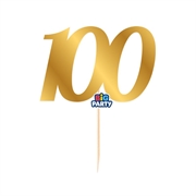 MINI CAKE TOPPER IN CARTA ORO METAL NUMERO 100 (76832)