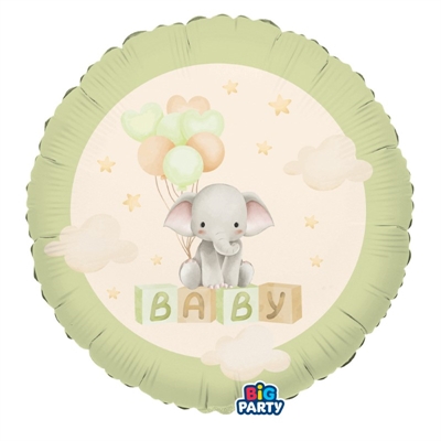 PALLONCINO IN MYLAR TONDO BABY ELEPHANT 45CM (76853)