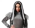 PARRUCCA LUNGA NERA CON STRISCE BIANCHE 60CM (39818)