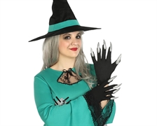 GUANTI NERI CON UNGHIE ARGENTO (71699)