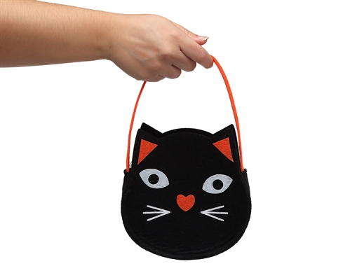 BORSETTA IN FELTRO GATTO NERO 17CM (74821)