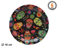 PIATTI IN CARTONCINO MORTE MESSICANA 18CM 6PZ (79828)