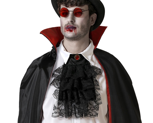 SET VAMPIRO JABOT NERO E OCCHIALI ROSSI (81769)
