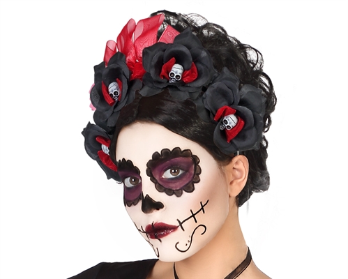 CERCHIETTO 4 TESCHI E ROSE NERE (39967)