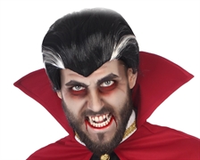 PARRUCCA DRACULA VAMPIRO NERA CON CIUFFO BIANCO (42622)