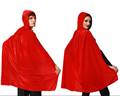 MANTELLO CON CAPPUCCIO IN VELLUTO ROSSO 100CM (67127)