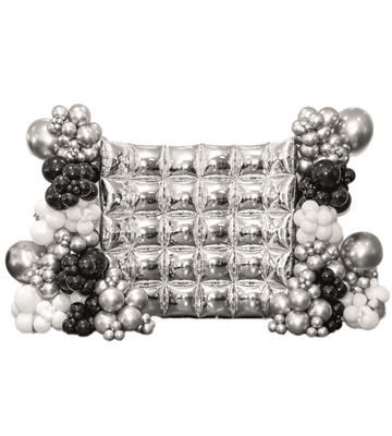 WALL DI PALLONCINI CON MYLAR SILVER (COMP 470)