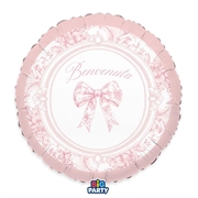 PALLONCINO IN MYLAR TONDO BENVENUTA FIOCCO VINTAGE 45CM (77145)