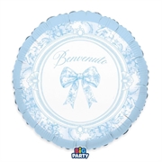 PALLONCINO IN MYLAR TONDO BENVENUTO FIOCCO VINTAGE 45CM (77153)