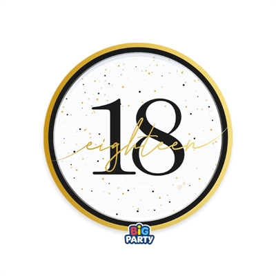 PIATTI 18 ANNI ORO E NERO 18CM 6PZ (77245)
