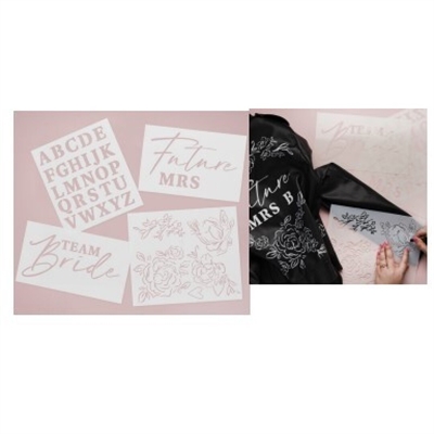 SET DA 4 STENCIL PER PERSONALIZZARE QUALSIASI CAPO PER FESTA NUB (HBBT112)