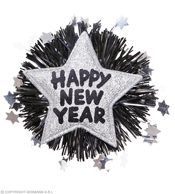 SPILLA HAPPY NEW YEAR ARGENTO E NERO (20351-7892S)