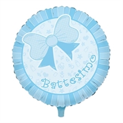 PALLONCINO IN MYLAR BATTESIMO BABY CELESTE CON FIOCCO 45CM (22761-42625)