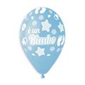 PALLONCINI IN LATTICE TONDO BIANCO E AZZURRO BIMBO 33CM 5PZ (340648)