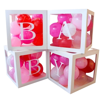 SCATOLE IN CARTA CON LETTERE BABY 30X30X30CM 4PZ (BOR-B703B)